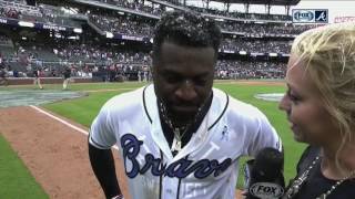 Brandon Phillips after another walk-off win. And he and Kelsey Wingert get a bath