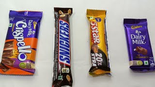 Asmr Eating chocolate |Cadbury Crispello vs Snickers chocolate vs Dairy milk Vs Cadbury 5 star