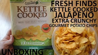 Unboxing Fresh Finds Jalapeño Kettle Cooked Extra Crunchy Gourmet Potato Chips