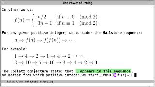 Collatz Conjecture in Prolog