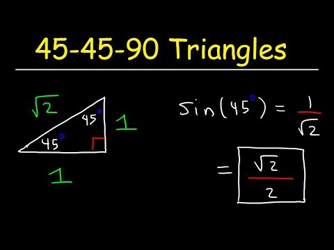 What is the trigonometric ratio of 45?