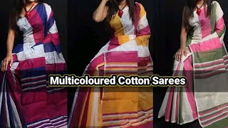 Multicoloured Cotton Sarees | Khadi Saree | Saree | Handloom Saree | 20 Designs | Bhusanonlinestore