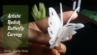 How To Carve Radish Butterfly - Vegetable & Fruit Decoration & Design