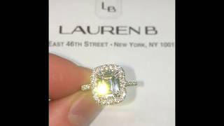 9x7mm Emerald Cut Moissanite Halo Engagement Ring