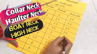 Close Back Neck Measurement Chart|| Collar Neck , Hauler Neck, High Neck ,Boat Neck| #AtoZtutorials