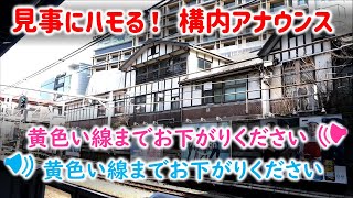 駅構内アナウンス「黄色い線までお下がりください」が見事にハモる！（JR原宿駅／山手線 内回り＆外回り）