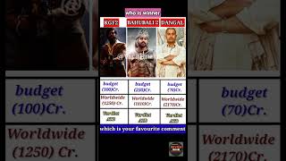 KGF 2 🆚 Bahubali 2 🆚 Dangal movie worldwide collection 💥🔥 #trending #shorts #yash #prabhas #kgf3