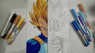 How To Draw Vegeta SSj2 | Step By Step | Dragonball