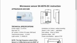 Testing a Microwave Motion Occupancy Sensor SK-807K-DC Presence Occupant Detector Detection Module