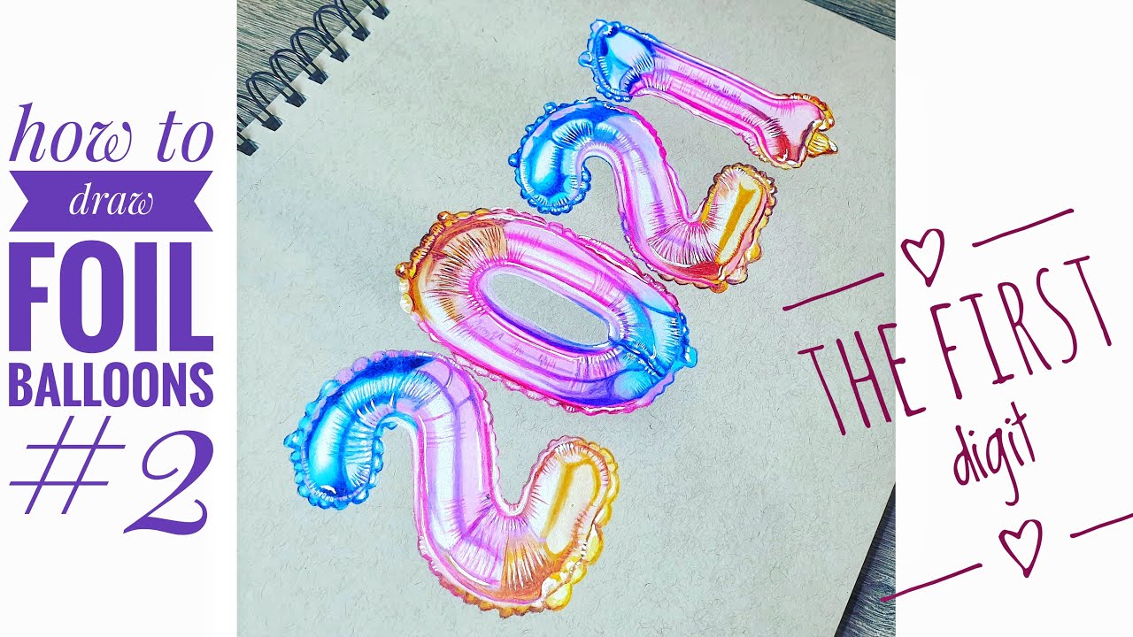 How To Draw A Foil Balloons 2 Realistic Drawing Tutorial For