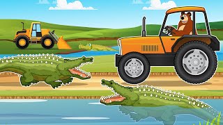 The Bear Farm: The Lost Crocodile - Greedy Crocodile Gets Poisoned | Construction vehicle