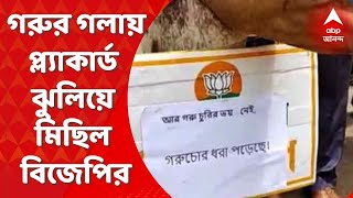 BJP Rally : অনুব্রতর গ্রেফতারের পর গরুর গলায় প্ল্যাকার্ড ঝুলিয়ে মিছিল। Bangla News