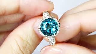 Neon Blue Tourmaline Ring at  4.5ct  by Kat Florence KF07406