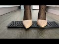 heels crushing keyboard asmr crushing and trampling with nude heels