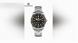 San Martin New 37mm NH35 Diver Watch Vintage Sports Style Mens Watchs Bead Blasted Bezel Automa