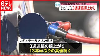 【ガソリン平均価格】1リットル173円90銭  3週連続の値上がり