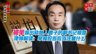 被举报出轨他人妻子副书记被查，律师解读举报控告应当注意什么？