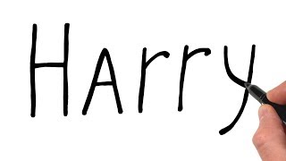 How to turn word HARRY to cartoon drawing Harry Potter