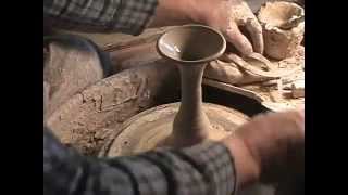 Brad Sondahl throws and assembles pottery goblets