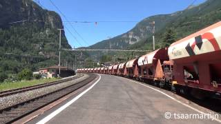 Doorkomst SBB Re 420 11233 en 11608 te Faido 18-07-2014