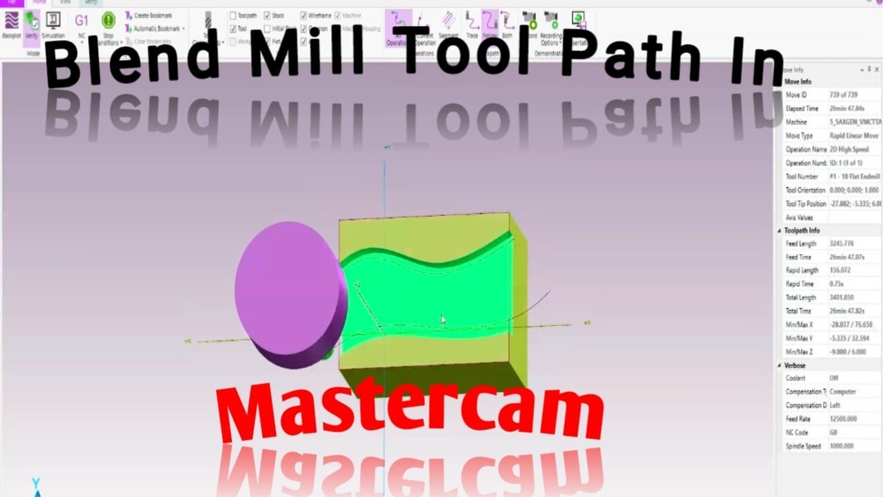 Blend Mill Toolpath In Mastercam Youtube