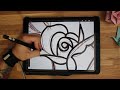 how to draw a rose tattoo step by step