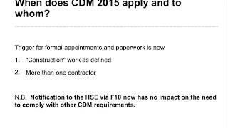 The new Construction (Design and Management) Regulations 2015 - webinar video