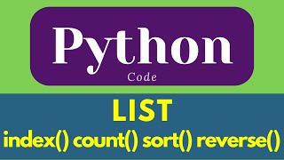 Functions of List in Python | index() | count() | sort() | reverse() #shorts #python #ytshorts #4k