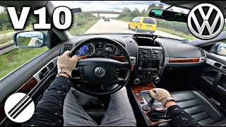 VW TOUAREG 5.0 V10 TDI TOP SPEED DRIVE ON GERMAN AUTOBAHN 🏎