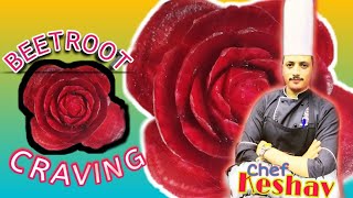 Beetroot carving| Beetroot flower|Vegetable carving|Knife skills|