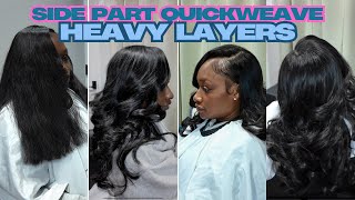 ✨DETAILED HOW TO✨: SIDE PART QUICK WEAVE WITH LAYERS + PRODUCTS ( BEGINNER FRIENDLY )