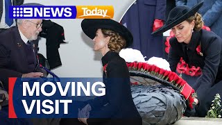 Princess of Wales chats to veterans during Remembrance Day service | 9 News Australia