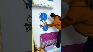 Blue rose painting self-adhesive painting #youtubeshorts #panting #diy #viralvideo