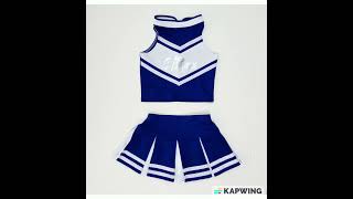 Total 2550 Cheerleader Uniform Set Girls M 5 6 7 8 Blue White Top Skirt Costume