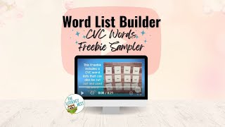 Word List Builder CVC Words Freebie Sampler | Emily Gibbons | The Literacy Nest