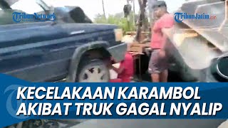 TRUK GAGAL NYALIP, Picu Kecelakaan Karambol di Sragen