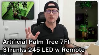 SOONJAN Artificial Palm Tree Christmas Tree 7Ft 3Trunks 245LED w Remote Control Assembly And Review