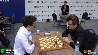 Magnus Carlsen finds a genius idea at the end against Caruana, ft. special appearance by Hikaru