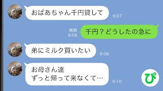 【LINE】孫娘「おばあちゃんお金貸して…」弟のミルク代にと千円を要求された→私「お母さん達は？」孫娘「実は…」さらに信じられない事実が発覚【スカッと修羅場】