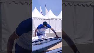 Subedar Vishnu Saravanan practices ahead of hia match at Paris Olympics