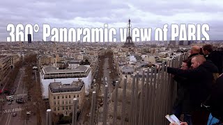 Panoramic view of Paris from top of the Arc de Triomphe | 4K
