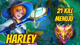 21 KILL MENUJU MYTHIC❗️HARLEY BEST BUILD GAMPLAYER SOLO RANK MOBILEGENDS 2024