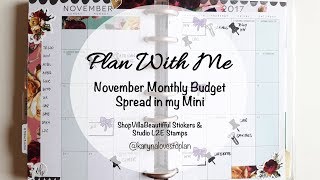 Plan With Me November Monthly Budget Spread // Mini Happy Planner (stickers \u0026 stamps)