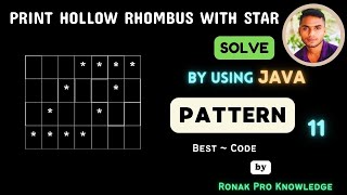 Print Hollow Rhombus With Star | Rhombus Pattern | Java Pattern | Pattern Code | Code With @Ronak_