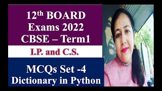 MCQs on Dictionary in Python, Term1 Exam Preparation for 12 C.S. and I.P. #ip #cs #mcq #cbse