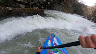 Nantahala Cascades, High Water, Tandem Junkyard Swim, 800cfs