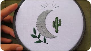 [ ENG Sub ] Amazing cactus,moon embroidery tutorial || Embroidery for Beginners - Let's Explore