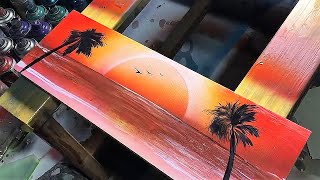 Easy sunset painting | Sunset in the Beach by Spray Art Eden | N ideas