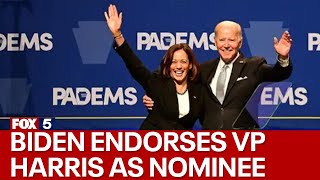 Biden endorses VP Harris to be Democratic presidential nominee