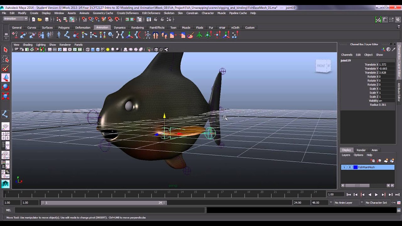 Rigging_02 Creating Joints For The Fish Using Maya - YouTube